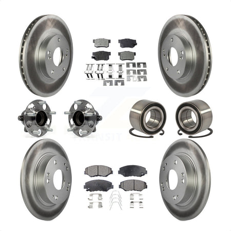 Front Rear Wheel Hub Bearings Assembly Coated Disc Brake Rotors And Semi-Metallic Pads Kit (10Pc) For Honda Civic KBB-107877 by Transit Auto