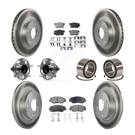 Front Rear Wheel Hub Bearings Assembly Coated Disc Brake Rotors And Semi-Metallic Pads Kit (10Pc) For 2015 Acura ILX 2.0L KBB-107879 by Transit Auto