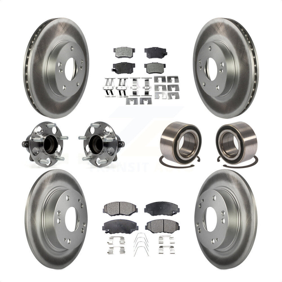 Front Rear Wheel Hub Bearings Assembly Coated Disc Brake Rotors And Semi-Metallic Pads Kit (10Pc) For 2015 Acura ILX 2.0L KBB-107879 by Transit Auto