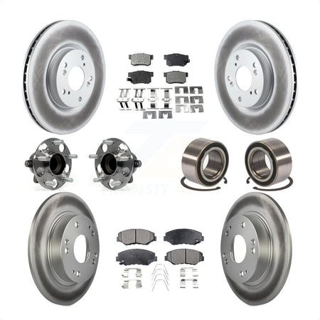 Front Rear Wheel Hub Bearings Assembly Coated Disc Brake Rotors And Semi-Metallic Pads Kit (10Pc) For 2013-2015 Acura ILX 2.4L KBB-107880 by Transit Auto