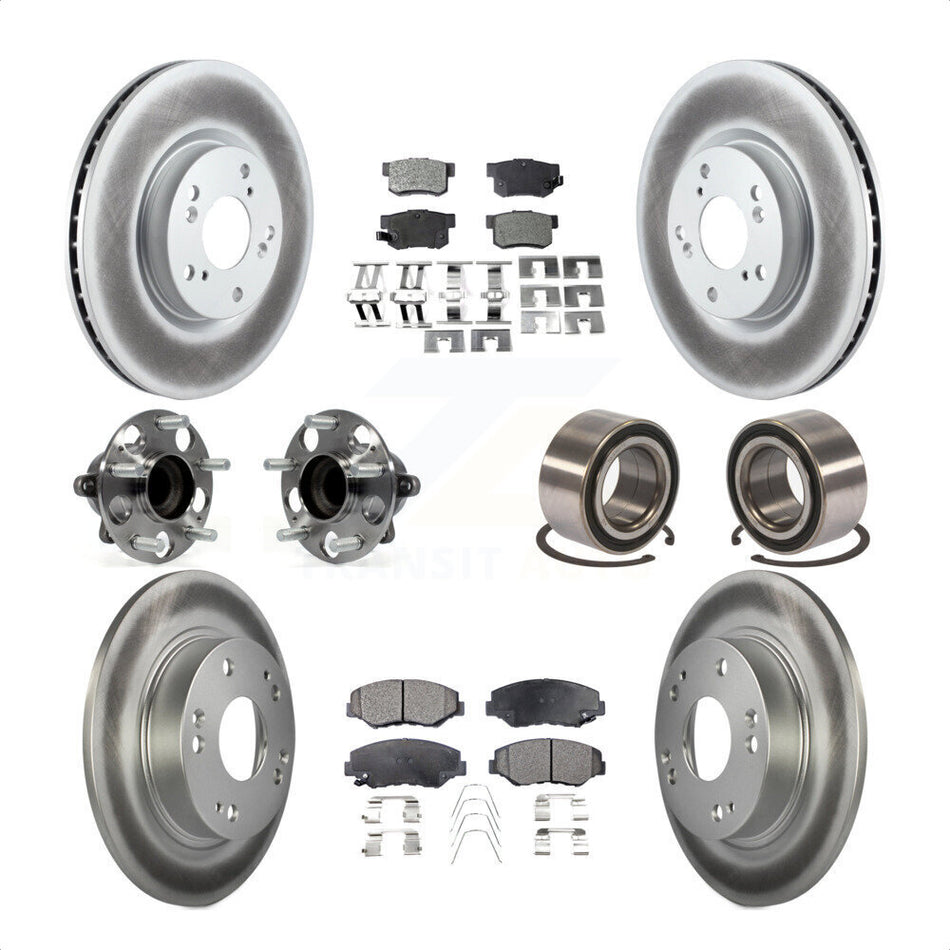 Front Rear Wheel Hub Bearings Assembly Coated Disc Brake Rotors And Semi-Metallic Pads Kit (10Pc) For 2013-2015 Acura ILX 2.4L KBB-107880 by Transit Auto