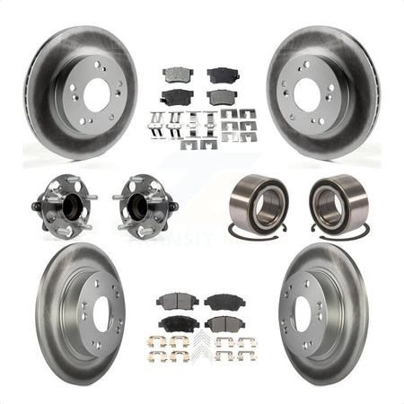 Front Rear Wheel Hub Bearings Assembly Coated Disc Brake Rotors And Semi-Metallic Pads Kit (10Pc) For 2015 Acura ILX 1.5L KBB-107881 by Transit Auto