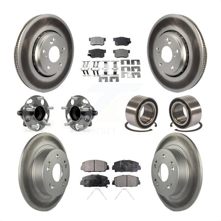 Front Rear Wheel Hub Bearings Assembly Coated Disc Brake Rotors And Semi-Metallic Pads Kit (10Pc) For 2017-2018 Acura ILX KBB-107884 by Transit Auto