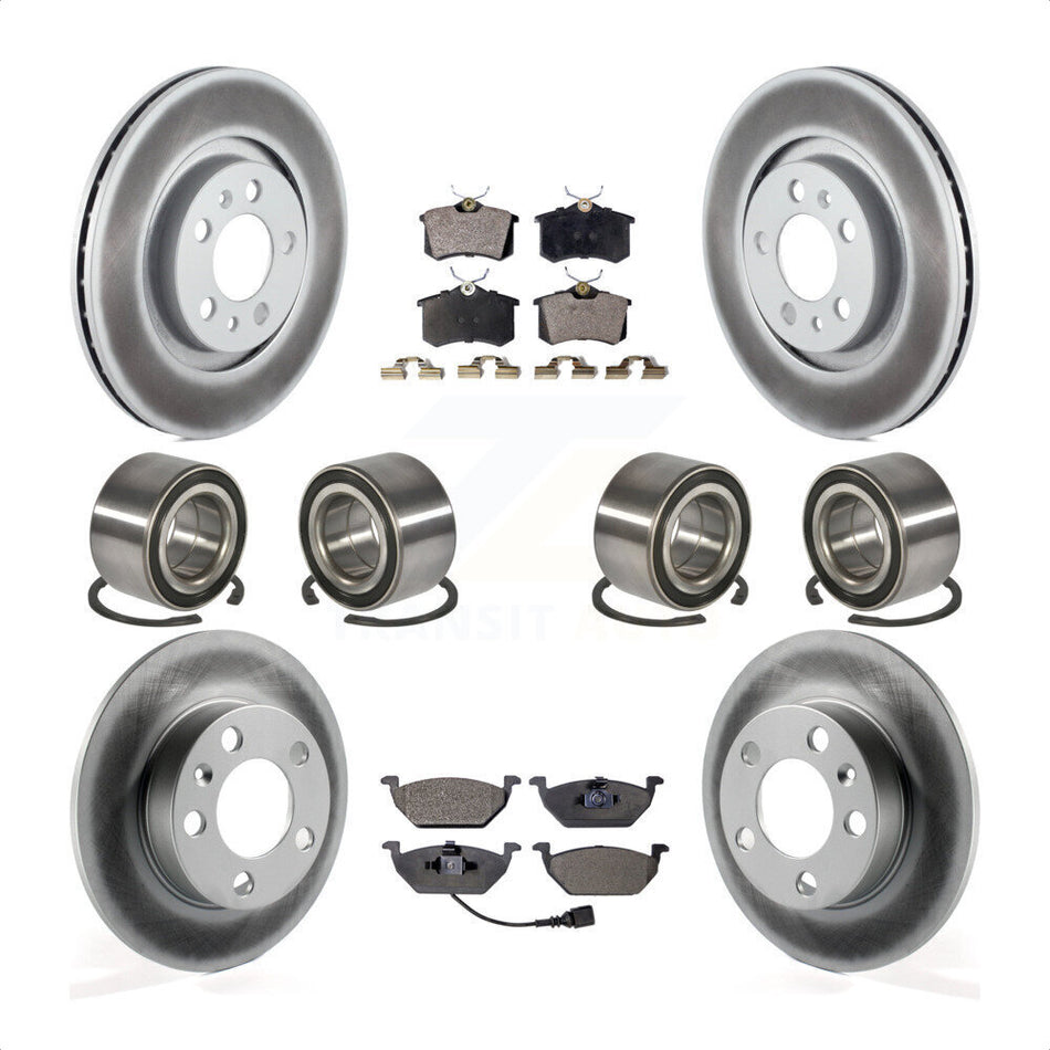 Front Rear Wheel Bearings Coated Disc Brake Rotors And Semi-Metallic Pads Kit (10Pc) For 2004 Volkswagen Golf 2.0L 1.9L KBB-107905 by Transit Auto