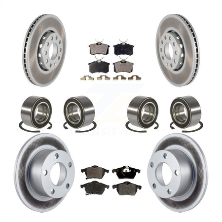 Front Rear Wheel Bearings Coated Disc Brake Rotors And Semi-Metallic Pads Kit (10Pc) For 1999 Volkswagen Passat FWD with 2.8L From Chassis VIN #3BX124708 KBB-107908 by Transit Auto