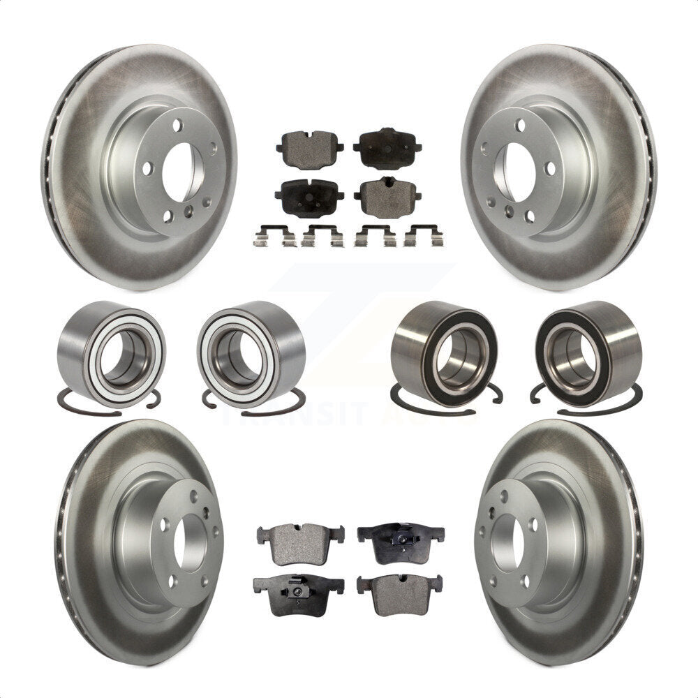 Front Rear Wheel Bearings Coated Disc Brake Rotors And Semi-Metallic Pads Kit (10Pc) For 2012 BMW X3 From 10 11 KBB-107927 by Transit Auto