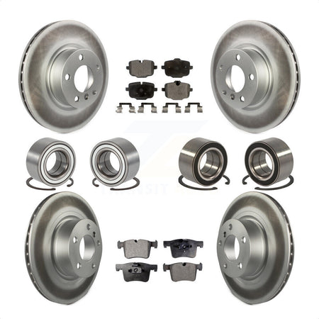 Front Rear Wheel Bearings Coated Disc Brake Rotors And Semi-Metallic Pads Kit (10Pc) For 2012 BMW X3 From 10 11 KBB-107927 by Transit Auto