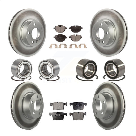 Front Rear Wheel Bearings Coated Disc Brake Rotors And Semi-Metallic Pads Kit (10Pc) For BMW X3 KBB-107928 by Transit Auto