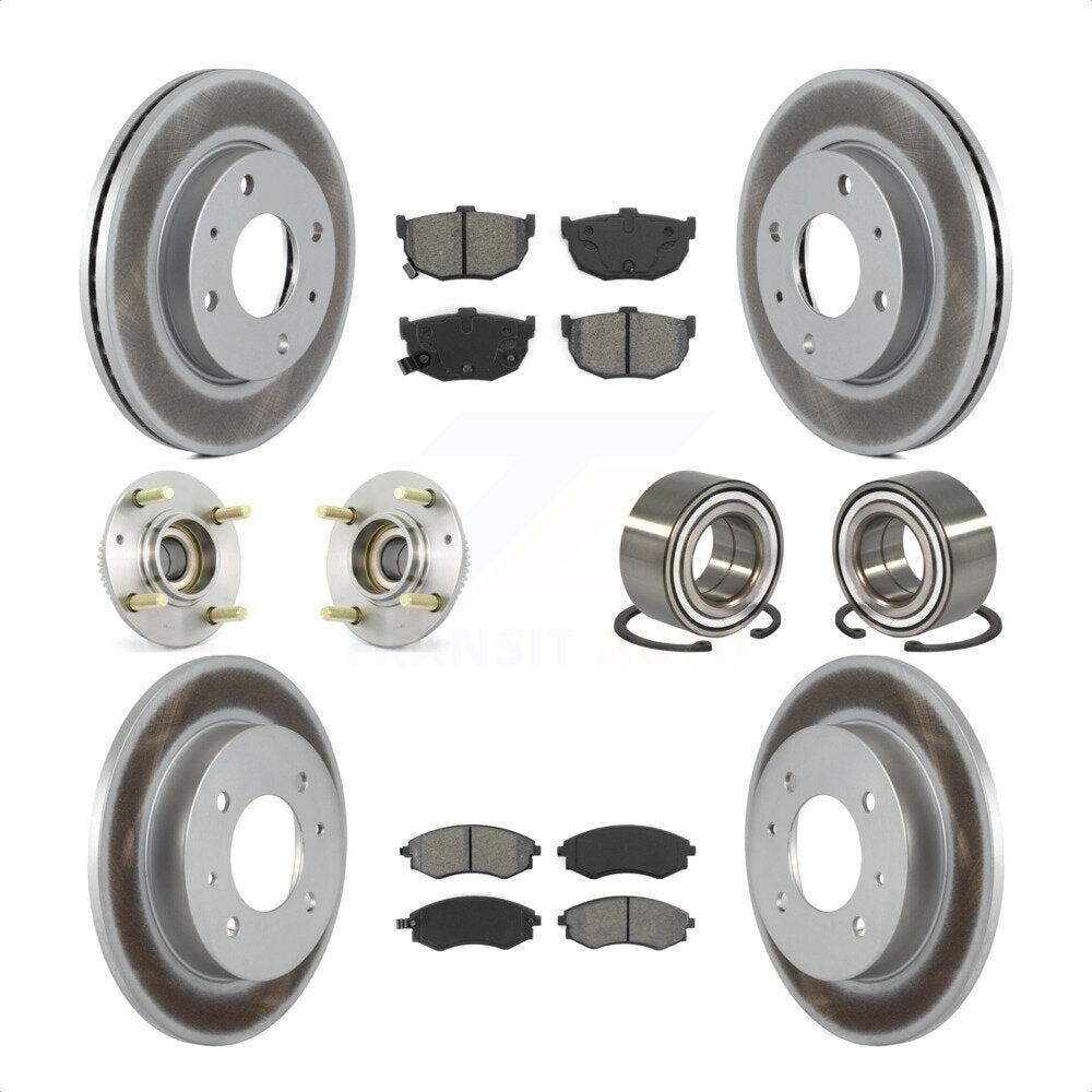 Front Rear Wheel Hub Bearings Assembly Coated Disc Brake Rotors And Semi-Metallic Pads Kit (10Pc) For Hyundai Elantra KBB-108004 by Transit Auto