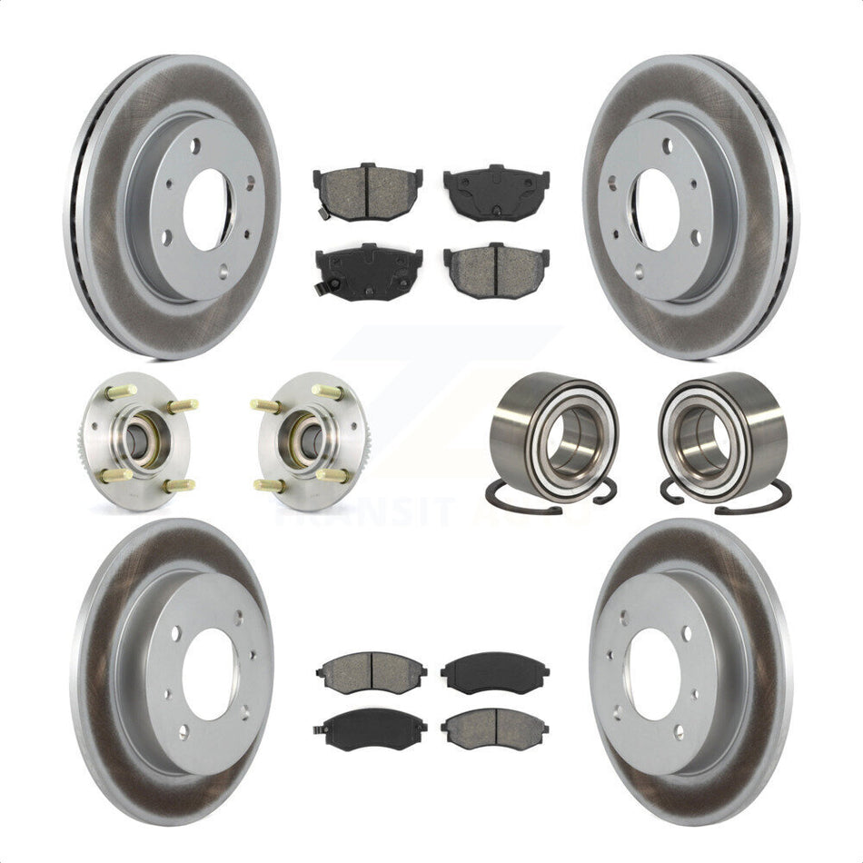 Front Rear Wheel Hub Bearings Assembly Coated Disc Brake Rotors And Semi-Metallic Pads Kit (10Pc) For Hyundai Elantra KBB-108004 by Transit Auto