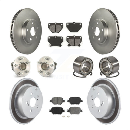 Front Rear Wheel Hub Bearings Assembly Coated Disc Brake Rotors And Semi-Metallic Pads Kit (10Pc) For Toyota Celica KBB-108066 by Transit Auto