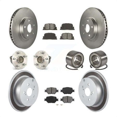 Front Rear Wheel Hub Bearings Assembly Coated Disc Brake Rotors And Semi-Metallic Pads Kit (10Pc) For 2005-2010 Scion tC KBB-108067 by Transit Auto