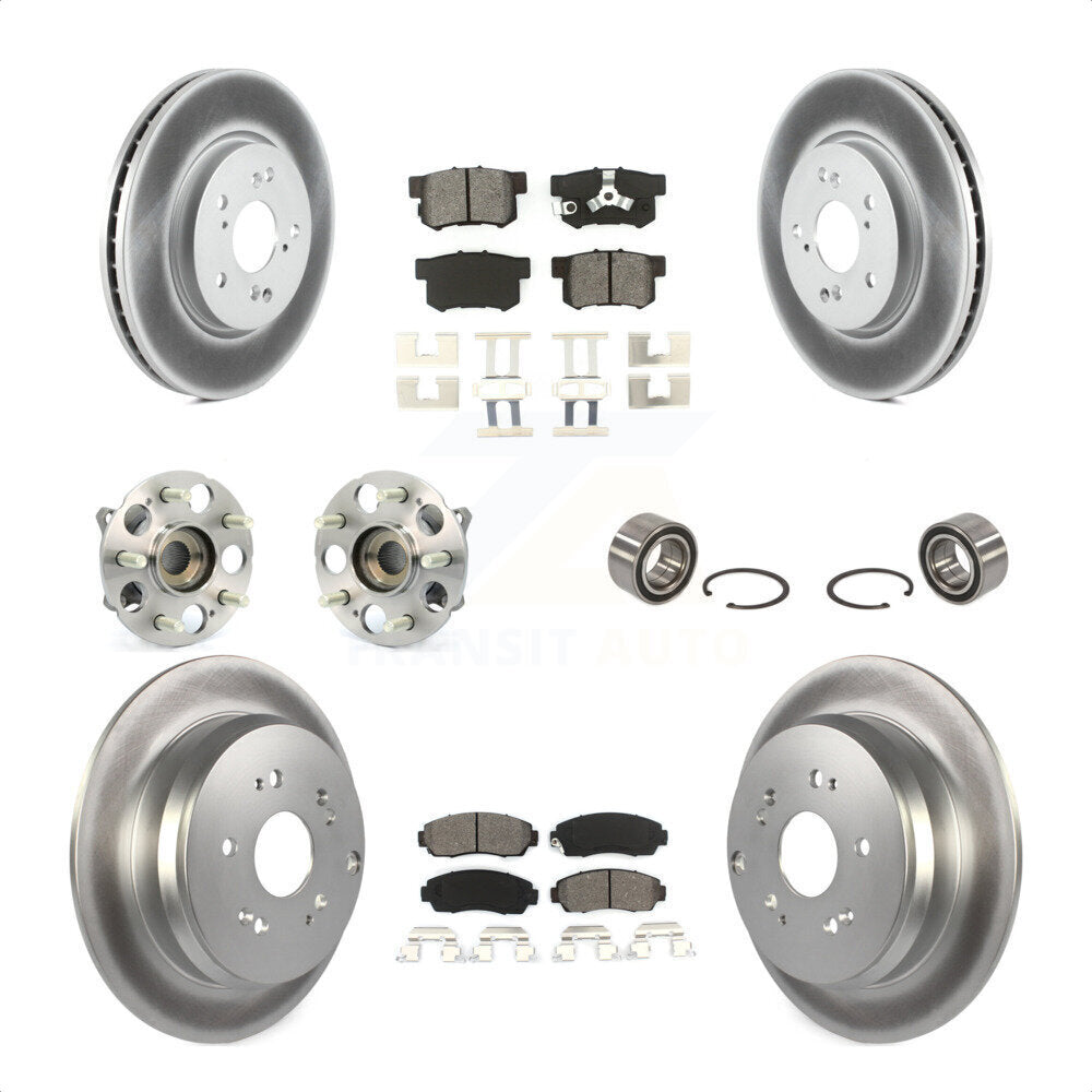 Front Rear Wheel Hub Bearings Assembly Coated Disc Brake Rotors And Semi-Metallic Pads Kit (10Pc) For Honda CR-V Acura RDX KBB-108090 by Transit Auto