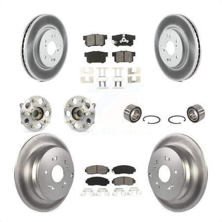Front Rear Wheel Hub Bearings Assembly Coated Disc Brake Rotors And Semi-Metallic Pads Kit (10Pc) For Honda CR-V Acura RDX KBB-108090 by Transit Auto