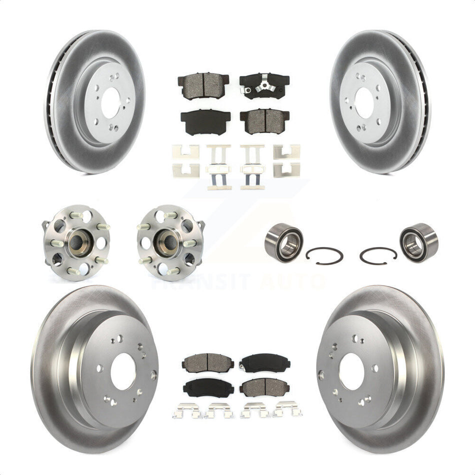 Front Rear Wheel Hub Bearings Assembly Coated Disc Brake Rotors And Semi-Metallic Pads Kit (10Pc) For Honda CR-V Acura RDX KBB-108090 by Transit Auto