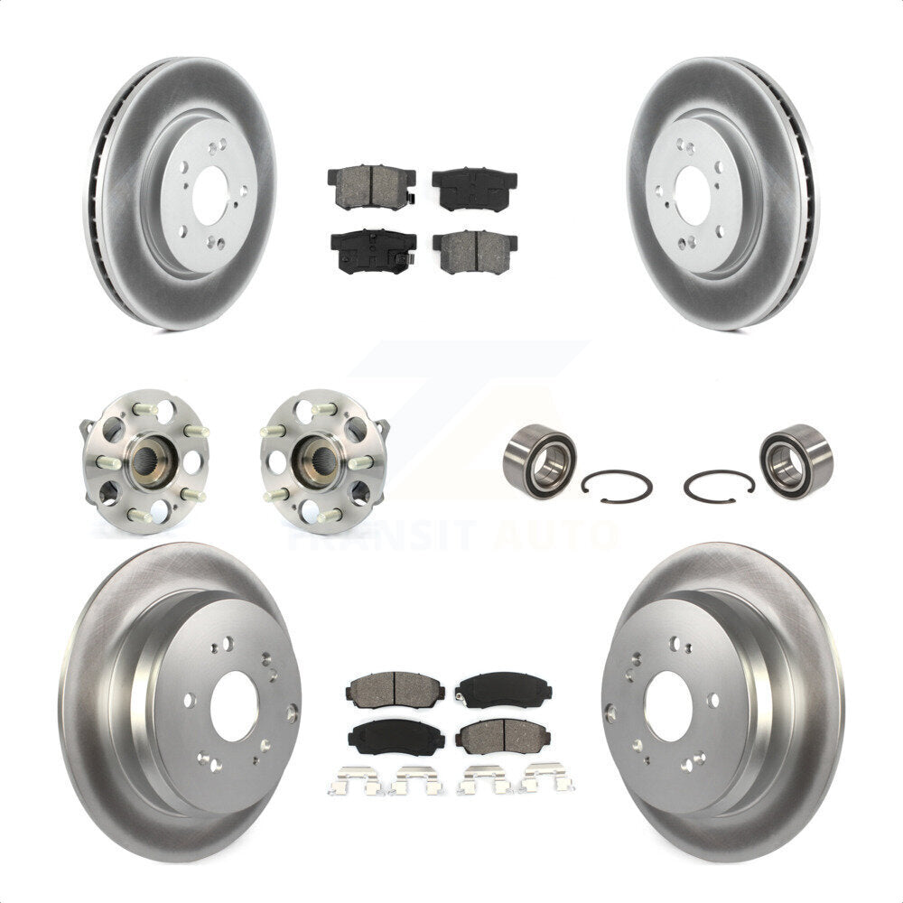 Front Rear Wheel Hub Bearings Assembly Coated Disc Brake Rotors And Semi-Metallic Pads Kit (10Pc) For Acura RDX KBB-108091 by Transit Auto