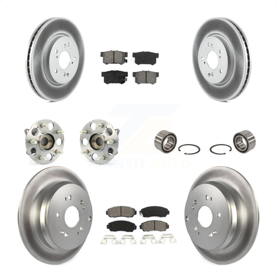 Front Rear Wheel Hub Bearings Assembly Coated Disc Brake Rotors And Semi-Metallic Pads Kit (10Pc) For Acura RDX KBB-108091 by Transit Auto