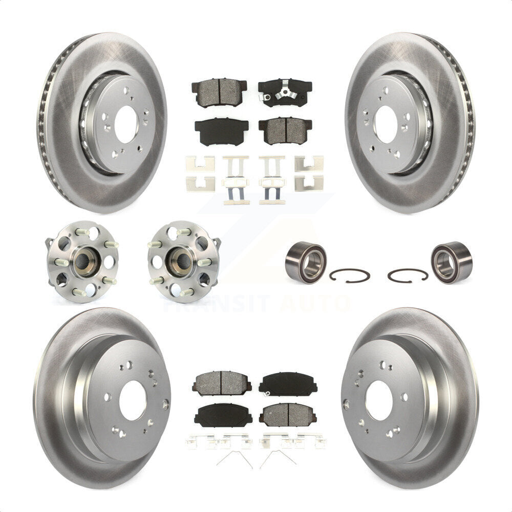 Front Rear Wheel Hub Bearings Assembly Coated Disc Brake Rotors And Semi-Metallic Pads Kit (10Pc) For 2017-2018 Acura RDX AWD KBB-108092 by Transit Auto