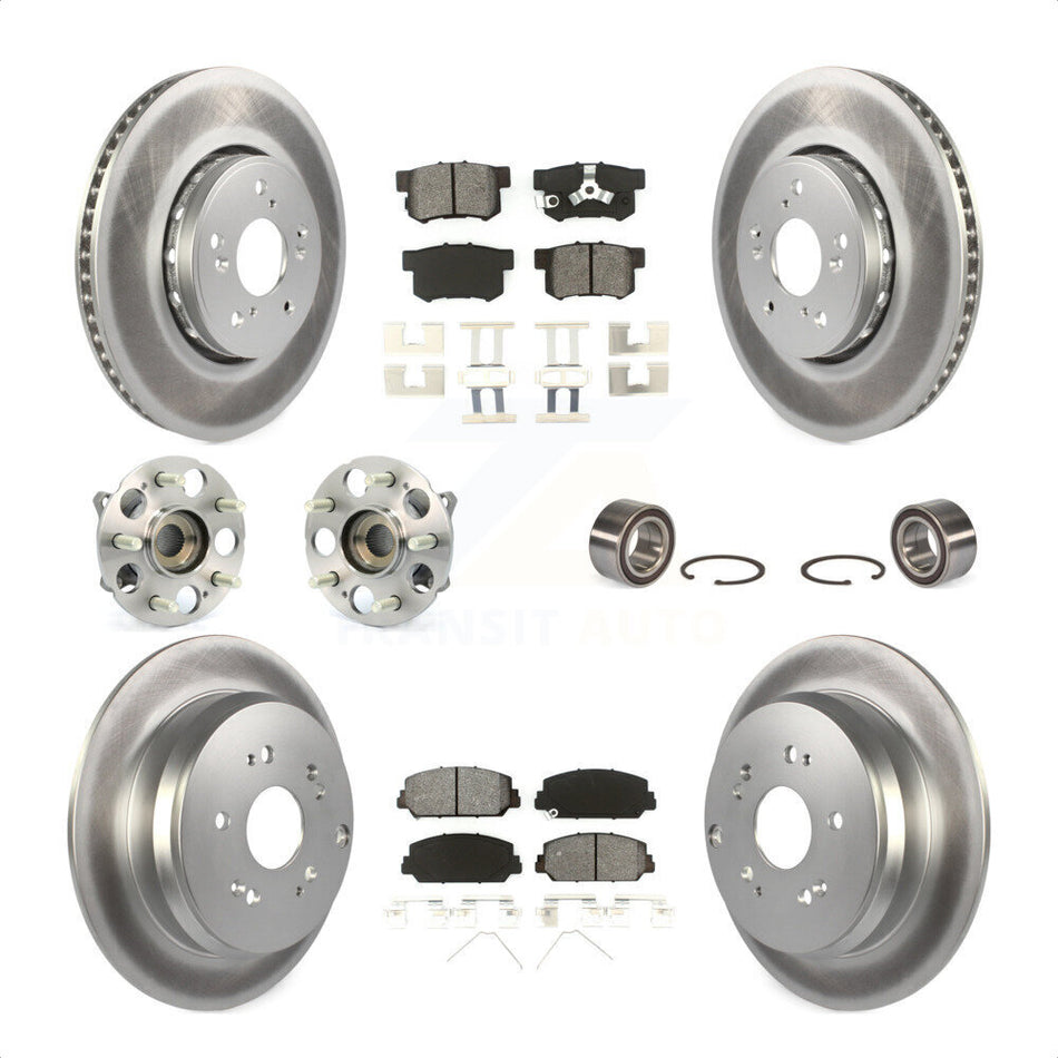 Front Rear Wheel Hub Bearings Assembly Coated Disc Brake Rotors And Semi-Metallic Pads Kit (10Pc) For 2017-2018 Acura RDX AWD KBB-108092 by Transit Auto