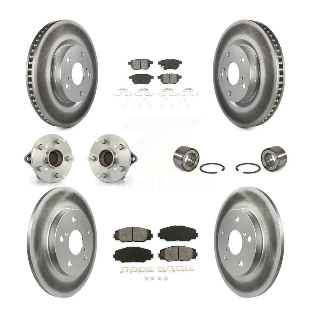 Front Rear Wheel Hub Bearings Assembly Coated Disc Brake Rotors And Semi-Metallic Pads Kit (10Pc) For 2017-2018 Toyota Corolla iM KBB-108128 by Transit Auto