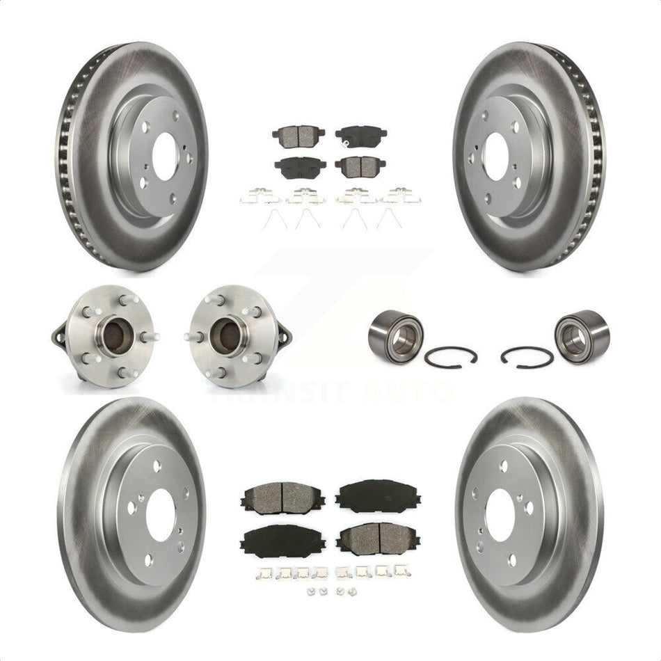 Front Rear Wheel Hub Bearings Assembly Coated Disc Brake Rotors And Semi-Metallic Pads Kit (10Pc) For 2017-2018 Toyota Corolla iM KBB-108128 by Transit Auto