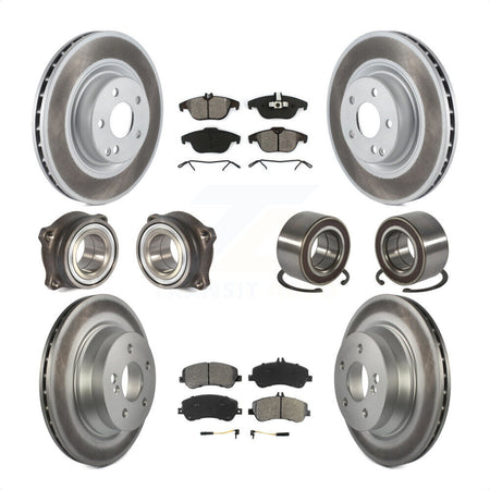 Front Rear Wheel Hub Bearings Assembly Coated Disc Brake Rotors And Semi-Metallic Pads Kit (10Pc) For Mercedes-Benz GLK350 GLK250 KBB-108144 by Transit Auto