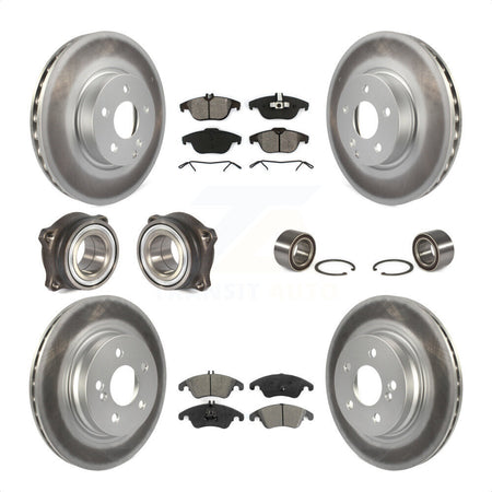 Front Rear Wheel Hub Bearings Assembly Coated Disc Brake Rotors And Semi-Metallic Pads Kit (10Pc) For Mercedes-Benz E350 With 322mm Diameter Rotor KBB-108147 by Transit Auto