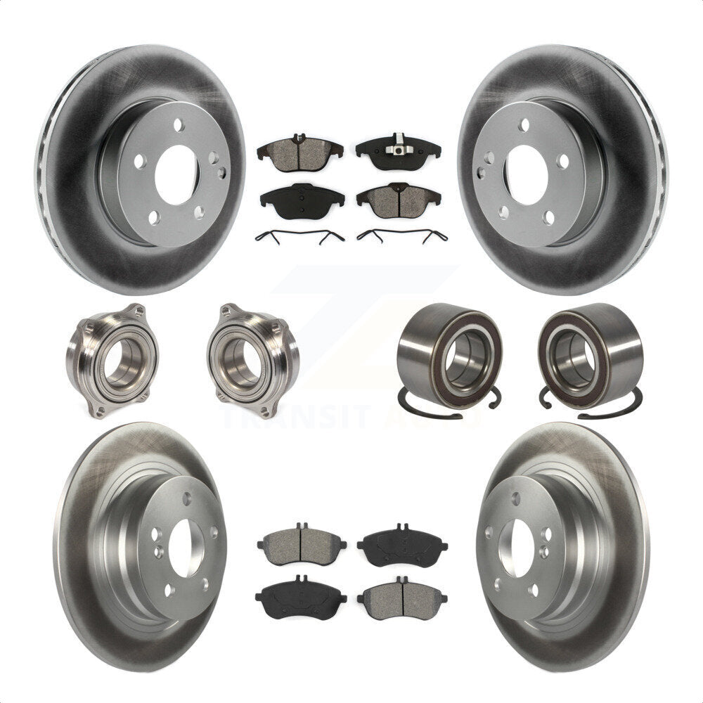 Front Rear Wheel Hub Bearings Assembly Coated Disc Brake Rotors And Semi-Metallic Pads Kit (10Pc) For Mercedes-Benz C300 KBB-108150 by Transit Auto