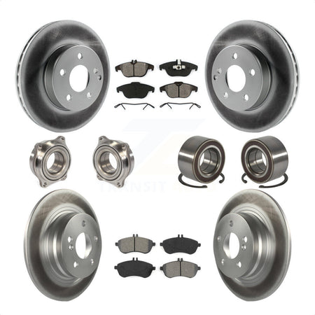 Front Rear Wheel Hub Bearings Assembly Coated Disc Brake Rotors And Semi-Metallic Pads Kit (10Pc) For Mercedes-Benz C300 KBB-108150 by Transit Auto