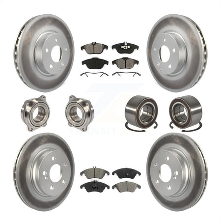 Front Rear Wheel Hub Bearings Assembly Coated Disc Brake Rotors And Semi-Metallic Pads Kit (10Pc) For Mercedes-Benz C300 C350 KBB-108153 by Transit Auto