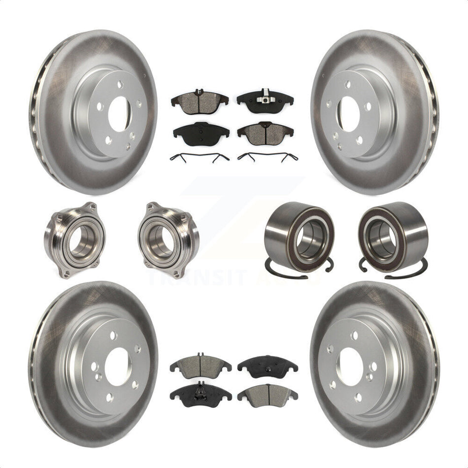 Front Rear Wheel Hub Bearings Assembly Coated Disc Brake Rotors And Semi-Metallic Pads Kit (10Pc) For Mercedes-Benz C300 C350 KBB-108153 by Transit Auto