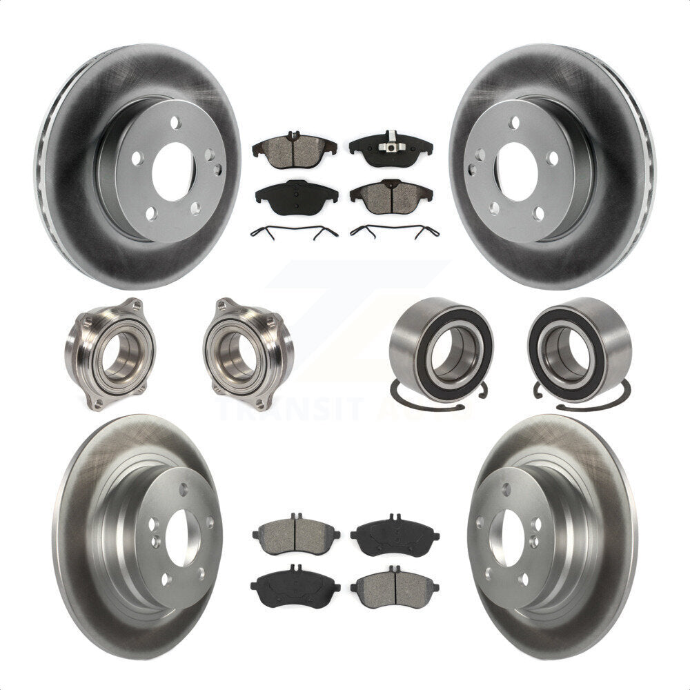 Front Rear Wheel Hub Bearings Assembly Coated Disc Brake Rotors And Semi-Metallic Pads Kit (10Pc) For 2010-2010 Mercedes-Benz C300 C250 AWD KBB-108156 by Transit Auto