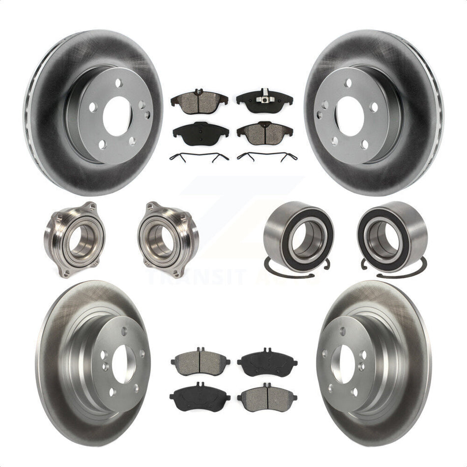 Front Rear Wheel Hub Bearings Assembly Coated Disc Brake Rotors And Semi-Metallic Pads Kit (10Pc) For 2010-2010 Mercedes-Benz C300 C250 AWD KBB-108156 by Transit Auto