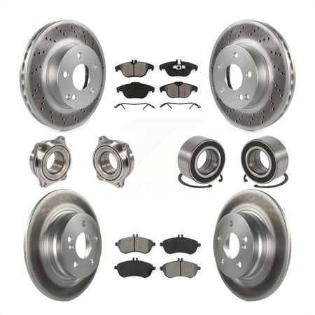 Front Rear Wheel Hub Bearings Assembly Coated Disc Brake Rotors And Semi-Metallic Pads Kit (10Pc) For 2010-2010 Mercedes-Benz C300 C250 AWD KBB-108157 by Transit Auto