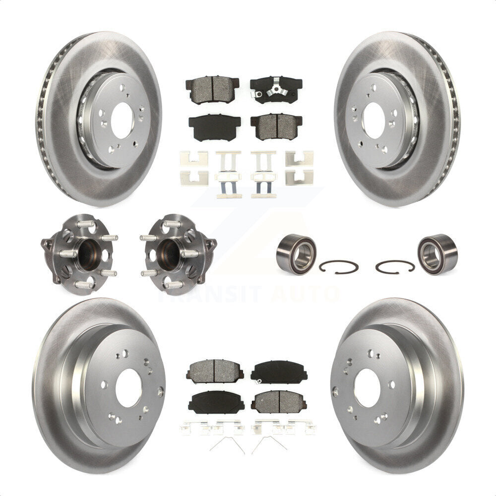 Front Rear Wheel Hub Bearings Assembly Coated Disc Brake Rotors And Semi-Metallic Pads Kit (10Pc) For 2013-2018 Acura RDX FWD KBB-108190 by Transit Auto