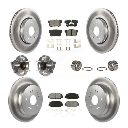 Front Rear Wheel Hub Bearings Assembly Coated Disc Brake Rotors And Semi-Metallic Pads Kit (10Pc) For 2013-2018 Acura RDX FWD KBB-108190 by Transit Auto
