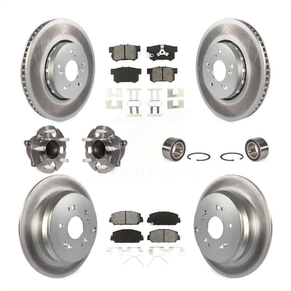 Front Rear Wheel Hub Bearings Assembly Coated Disc Brake Rotors And Semi-Metallic Pads Kit (10Pc) For 2013-2018 Acura RDX FWD KBB-108190 by Transit Auto
