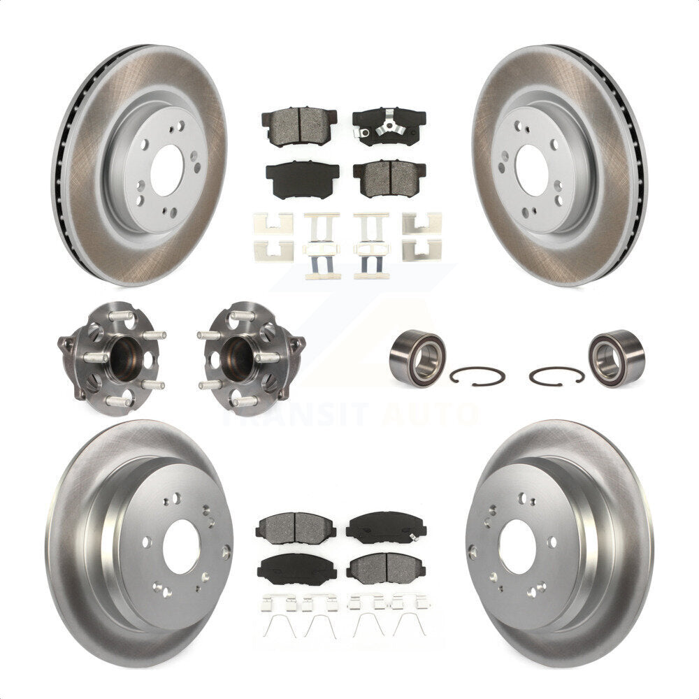 Front Rear Wheel Hub Bearings Assembly Coated Disc Brake Rotors And Semi-Metallic Pads Kit (10Pc) For 2012-2016 Honda CR-V FWD KBB-108191 by Transit Auto