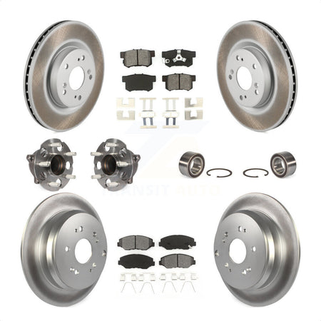 Front Rear Wheel Hub Bearings Assembly Coated Disc Brake Rotors And Semi-Metallic Pads Kit (10Pc) For 2012-2016 Honda CR-V FWD KBB-108191 by Transit Auto