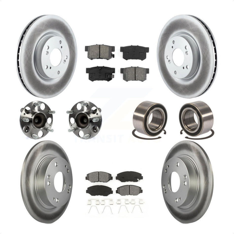 Front Rear Wheel Hub Bearings Assembly Coated Disc Brake Rotors And Semi-Metallic Pads Kit (10Pc) For Honda Civic KBB-108197 by Transit Auto