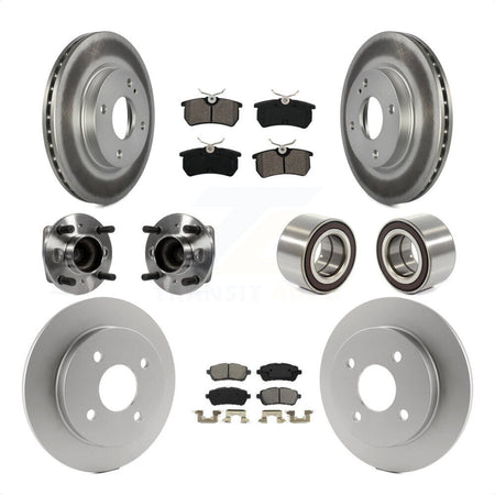 Front Rear Wheel Hub Bearings Assembly Coated Disc Brake Rotors And Semi-Metallic Pads Kit (10Pc) For 2014-2018 Ford Fiesta S Titanium SE KBB-108208 by Transit Auto