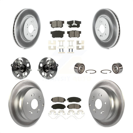 Front Rear Wheel Hub Bearings Assembly Coated Disc Brake Rotors And Semi-Metallic Pads Kit (10Pc) For 2012-2016 Honda CR-V AWD KBB-108221 by Transit Auto