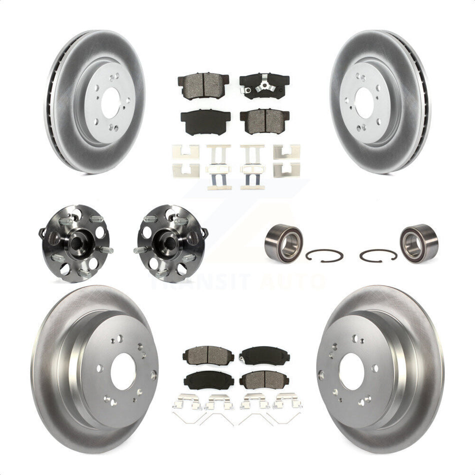 Front Rear Wheel Hub Bearings Assembly Coated Disc Brake Rotors And Semi-Metallic Pads Kit (10Pc) For 2012-2016 Honda CR-V AWD KBB-108221 by Transit Auto