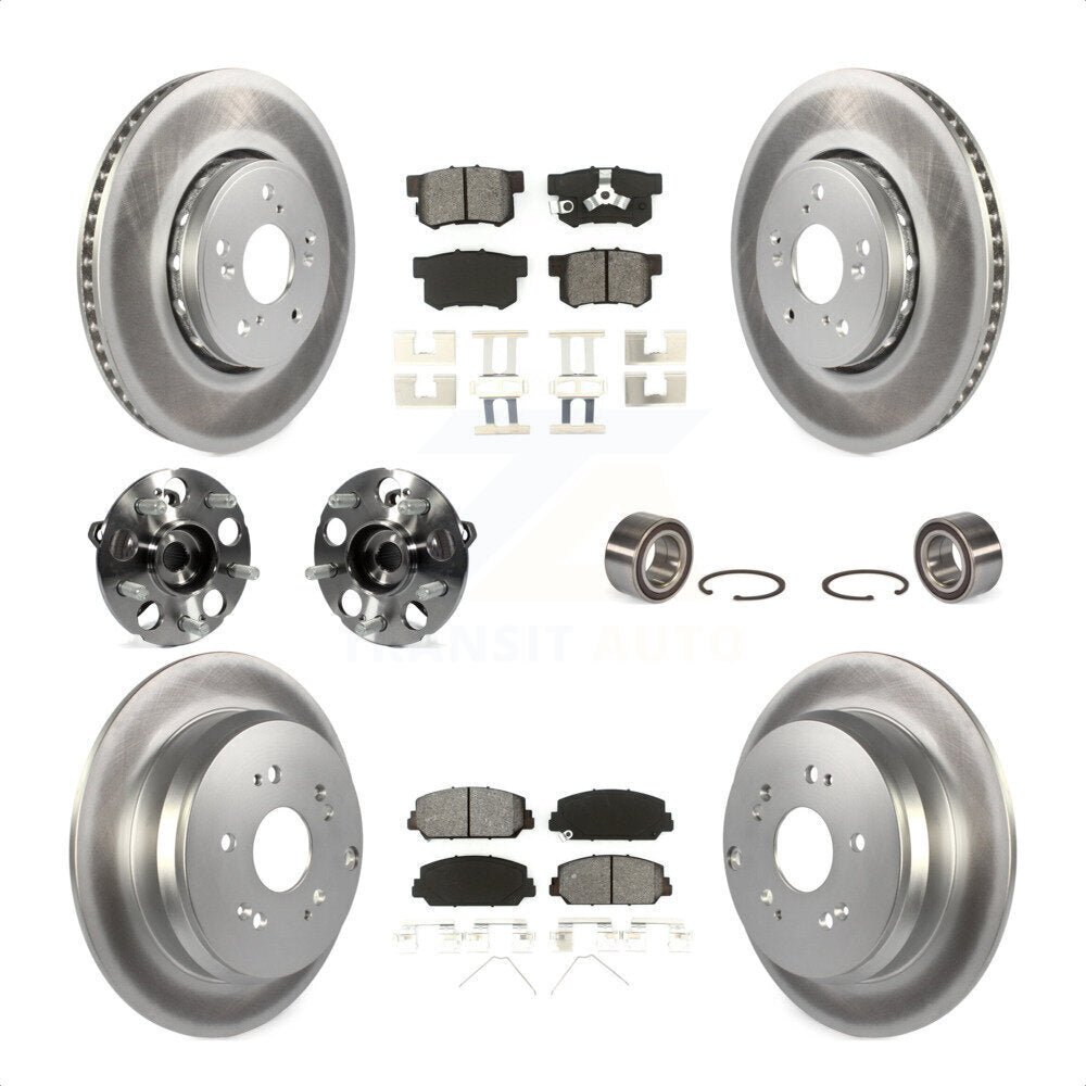 Front Rear Wheel Hub Bearings Assembly Coated Disc Brake Rotors And Semi-Metallic Pads Kit (10Pc) For 2013-2016 Acura RDX AWD KBB-108222 by Transit Auto
