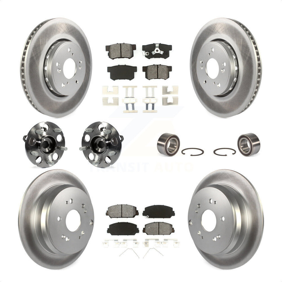 Front Rear Wheel Hub Bearings Assembly Coated Disc Brake Rotors And Semi-Metallic Pads Kit (10Pc) For 2013-2016 Acura RDX AWD KBB-108222 by Transit Auto