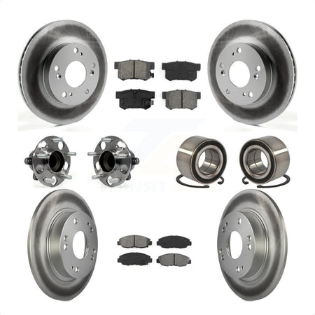 Front Rear Wheel Hub Bearings Assembly Coated Disc Brake Rotors And Semi-Metallic Pads Kit (10Pc) For 2013-2014 Honda Civic LX with Manual transmission KBB-108225 by Transit Auto