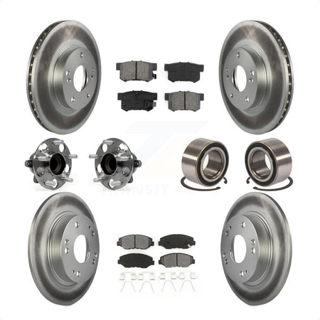 Front Rear Wheel Hub Bearings Assembly Coated Disc Brake Rotors And Semi-Metallic Pads Kit (10Pc) For 2015 Acura ILX 2.0L KBB-108226 by Transit Auto