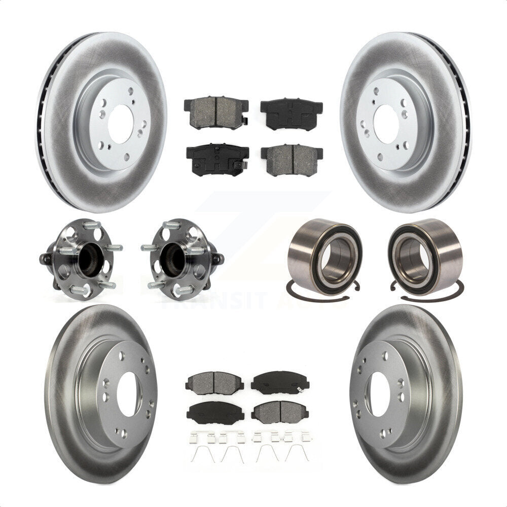 Front Rear Wheel Hub Bearings Assembly Coated Disc Brake Rotors And Semi-Metallic Pads Kit (10Pc) For 2013-2015 Acura ILX 2.4L KBB-108227 by Transit Auto