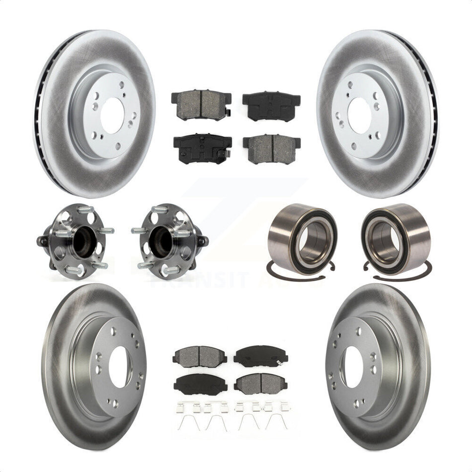 Front Rear Wheel Hub Bearings Assembly Coated Disc Brake Rotors And Semi-Metallic Pads Kit (10Pc) For 2013-2015 Acura ILX 2.4L KBB-108227 by Transit Auto