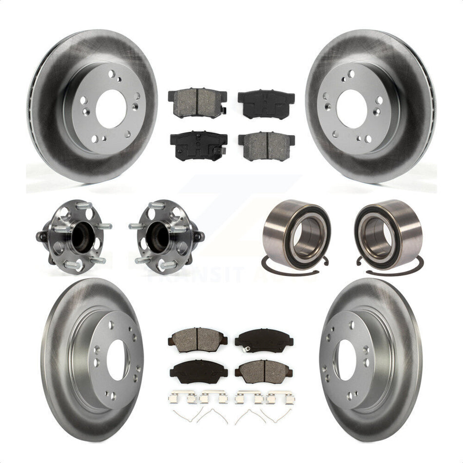 Front Rear Wheel Hub Bearings Assembly Coated Disc Brake Rotors And Semi-Metallic Pads Kit (10Pc) For 2015 Acura ILX 1.5L KBB-108228 by Transit Auto